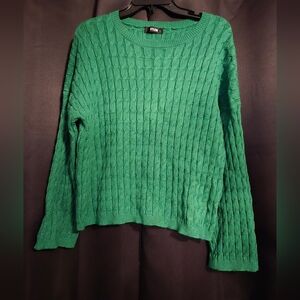 Stylewe Green Cable Knit Sweater | Textured Long Sleeve Pullover | Women’s L